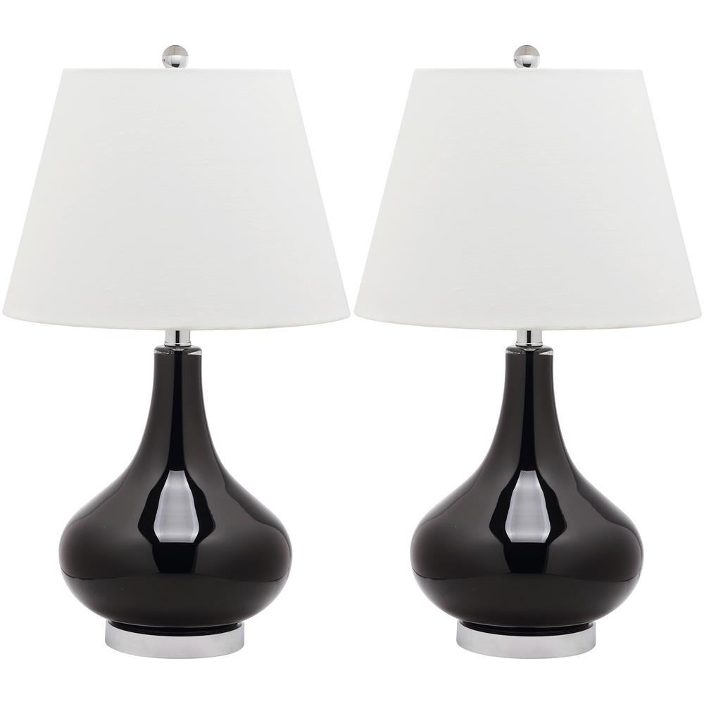 Safavieh LIT4087J AMY GOURD GLASS (SET OF 2) SILVER BASE AND NECK TABLE LAMP